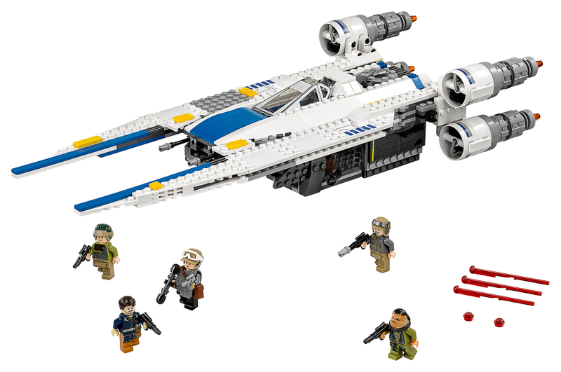 75155 - Rebel U-Wing Fighter Open the cockpit and place the U-Wing Pilot in his seat. Fire up the engines and launch into the sky. Keep a lookout below with the transparent window, and when you spot the enemy, fire the front spring-loaded shooters and stud shooters mounted in the side doors. You can even fold the wings back for a bigger model $79.99